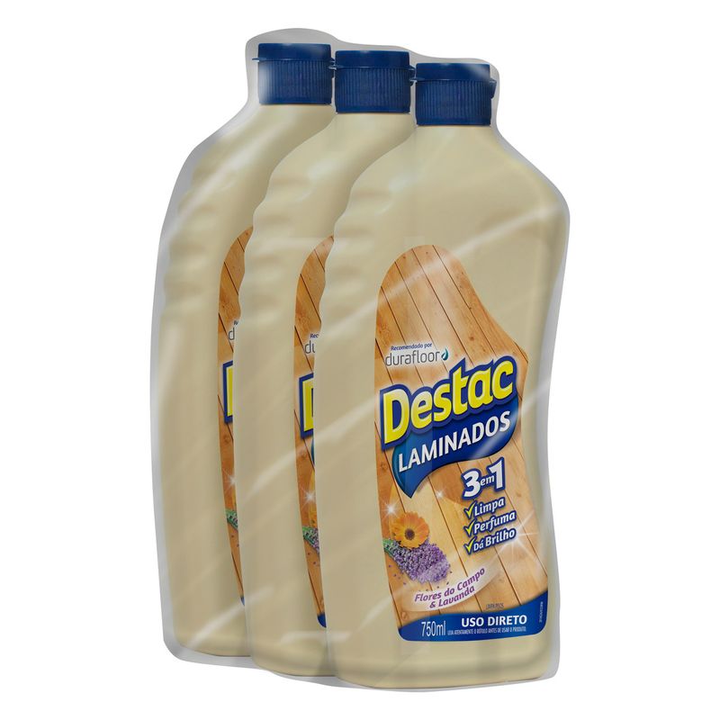 Pack-Limpador-para-Pisos-Laminados-Flores-do-Campo---Lavanda-Destac-3-Unidades-750ml-Cada