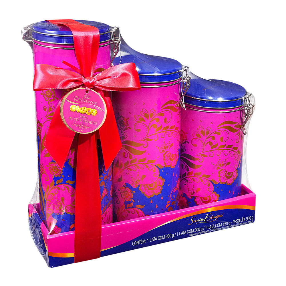 Kit 3 Latas Mini Butter Cookies Santa Edwiges 450g + 300g + 200g Sam's Club