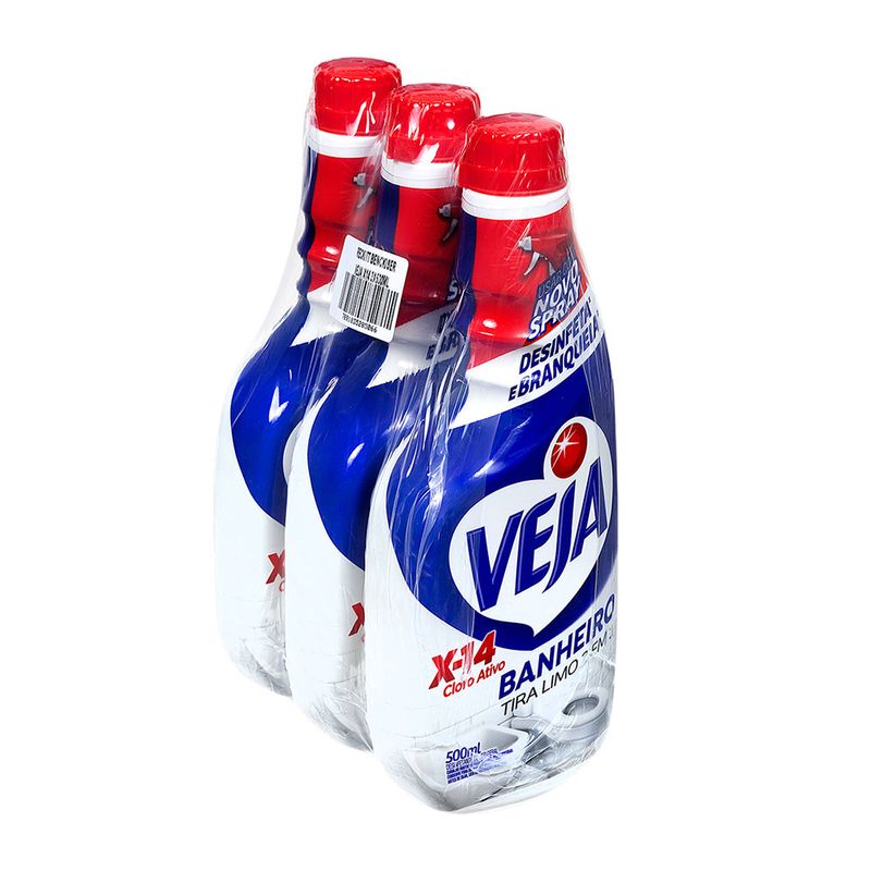 Tira limo banheiro X-14 Veja Pack com 3 unidades de 500 ml cada.