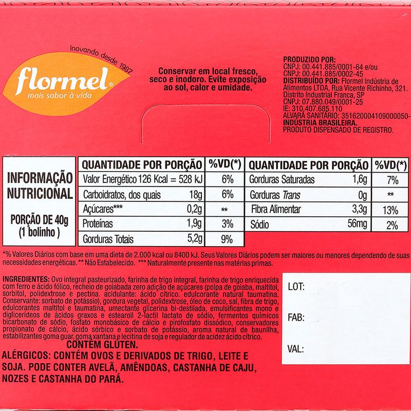 Bolinho-de-Baunilha-com-Recheio-de-Goiabada-Flormel-Pack-com-14-Unidades-40g-Cada