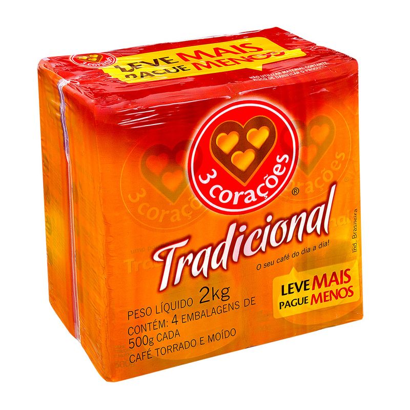 Cafe-Torrado-e-Moido-Tradicional-Tres-Coracoes-Pack-com-4-Unidades-500g-Cada