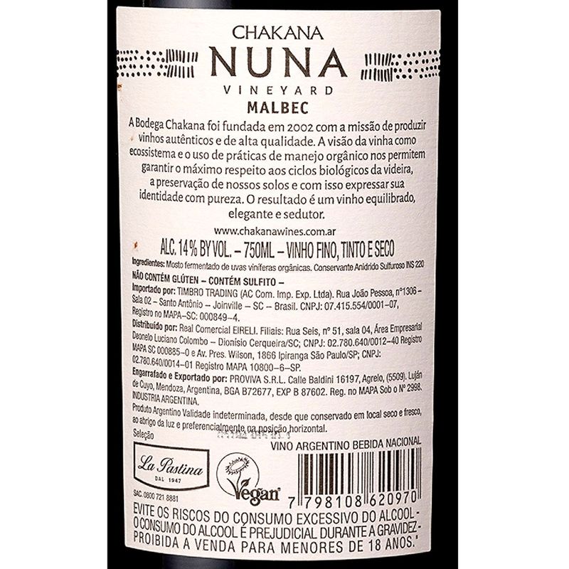 Vinho-Tinto-Organico-Chakana-Nuna-Malbec-2019-Garrafa-750ml