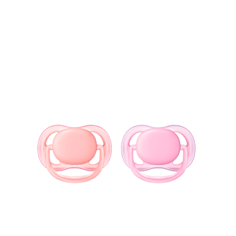 Chupetas-Ultra-Air-Lisas-Kit-com-2-Unidades-Rosa-e-Laranja-de-0-a-6-Meses-Philips-Avent