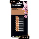 Pilha Alcalina Palito Tamanho AAA Duracell Pacote 16 Unidade