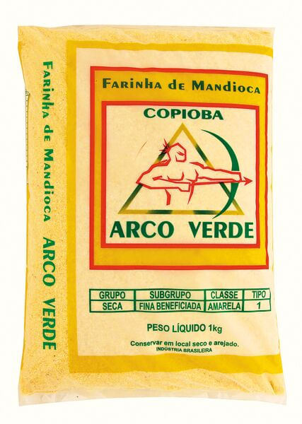 Farinha-de-Mandioca-Tipo-1-Amarela-Arco-Verde-Pacote-1kg