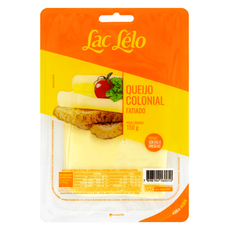 Queijo-Colonial-Fatiado-Lac-Lelo-Cartela-150g