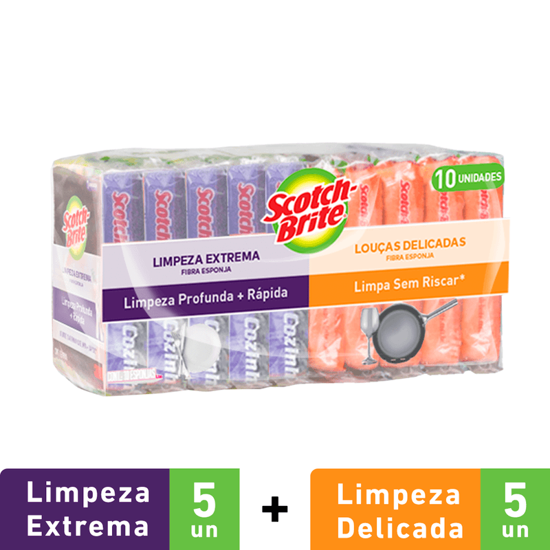 Esponja de lavar louças Limpeza Extrema e Louças Delicadas Scoth-Brite Pack 10 peças de 5 unidades cada