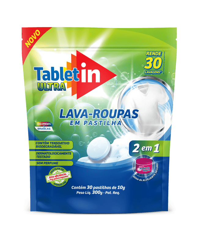 Lava-Roupas-em-Pastilha-2-em-1-TabletIn-Ultra-Pacote-30-Unidades-Novo