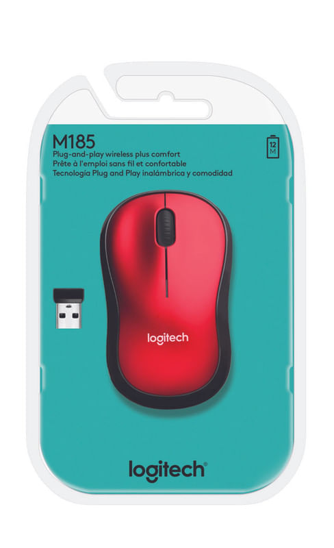 Mouse-sem-Fio-Wireless-M185-Vermelho-Logitech