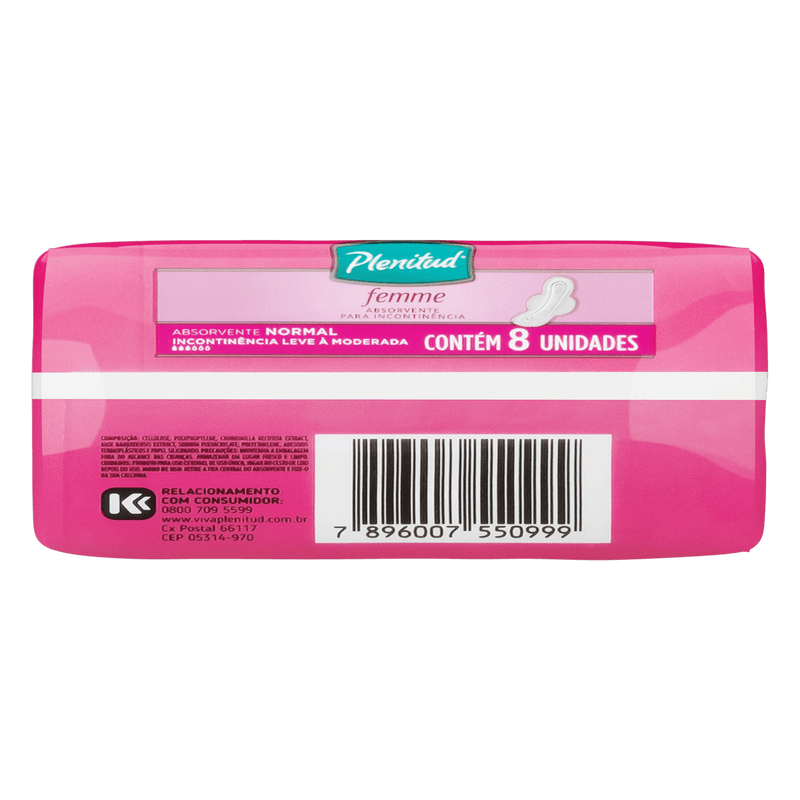 Absorvente-com-Abas-Normal-Femme-Plenitud-Pacote-8-Unidades