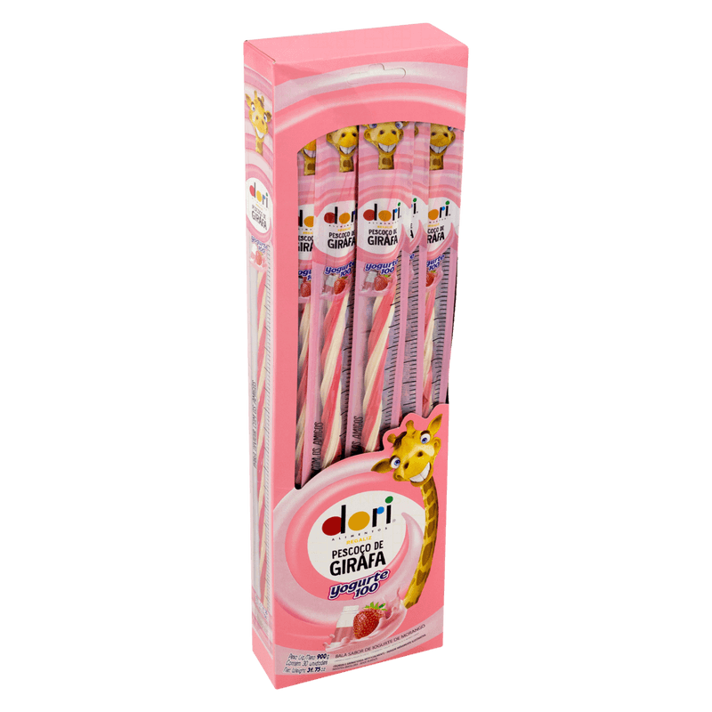 Bala-Yogurte-de-Morango-Regaliz-Girafa-Dori-Caixa-com-30-Unidades-de-30g-Cada