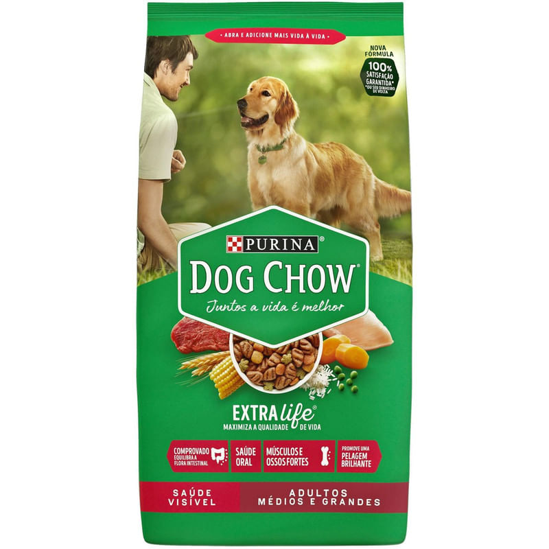 Alimento-para-Caes-Adultos-Racas-Medias-e-Grandes-Extra-Life-Purina-Dog-Chow-Pacote-3kg