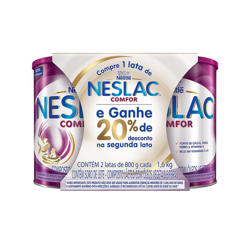 Neslac-Comfor-Nestle-Pack-com-2-Unidades-800g-Cada-Compre-1-Lata-e-Ganhe-20--de-Desconto-na-Segunda-Lata