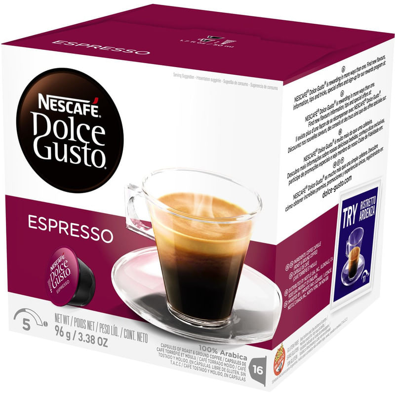 Café em Cápsula Torrado e Moído Espresso Nescafé Dolce Gusto Caixa com 16  Unidades