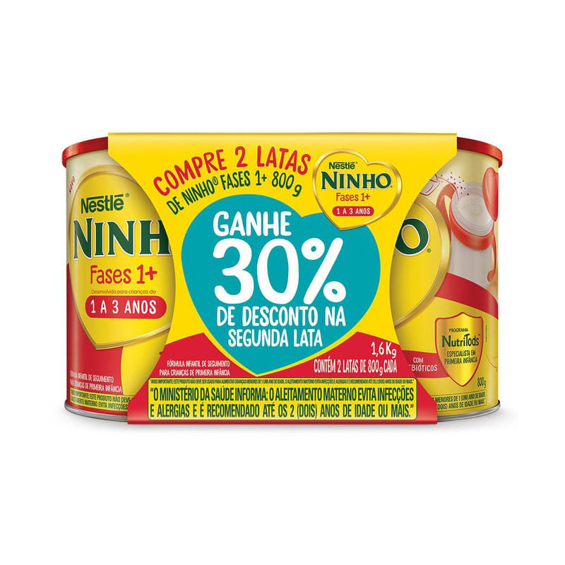 Pack-Formula-Infantil-em-Po-Nestle-Ninho-Fases-1--Lata-2-Unidades-800g-Cada-30--de-Desconto-na-Segunda-Lata