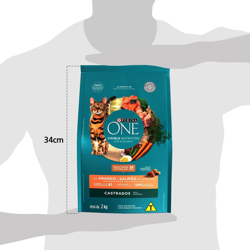 Alimento-para-Gatos-Castrados-Frango-e-Salmao-One-Visible-Nutrition-Purina-Pacote-2kg