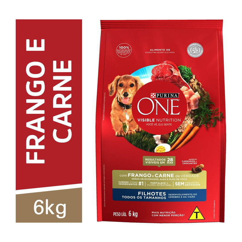 Alimento-para-Caes-Filhotes-Todos-os-Tamanhos-One-Visible-Nutrition-Purina-Pacote-6kg