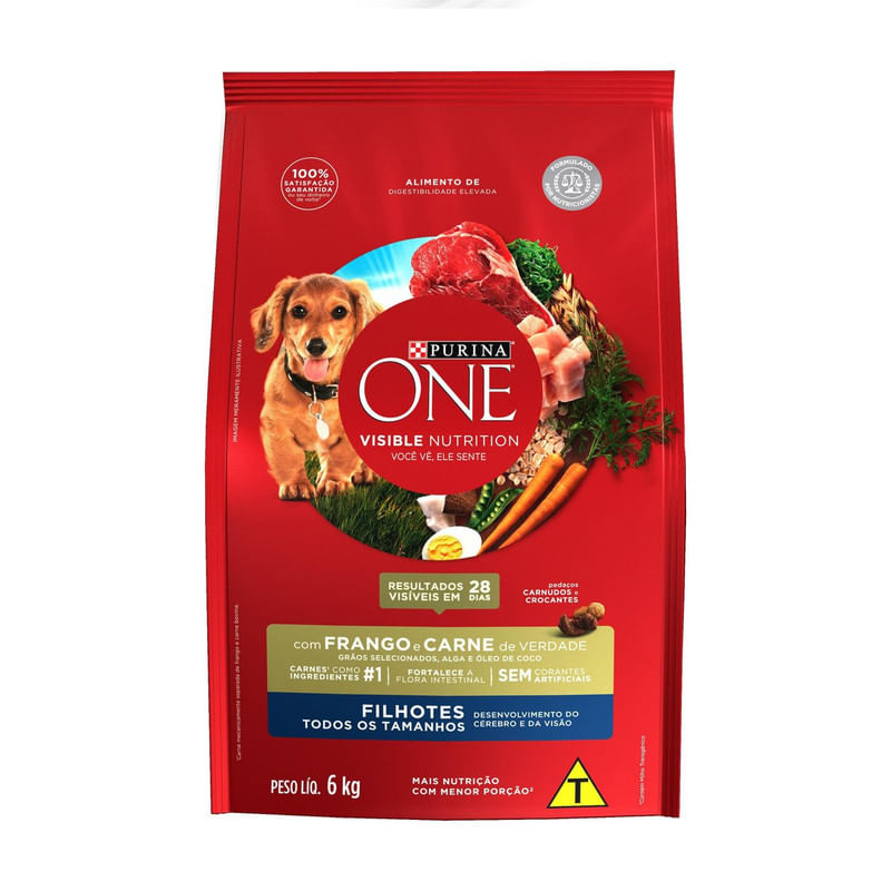 Alimento-para-Caes-Filhotes-Todos-os-Tamanhos-One-Visible-Nutrition-Purina-Pacote-6kg