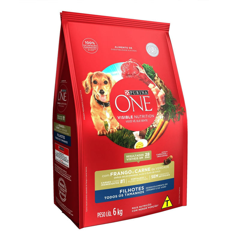 Alimento-para-Caes-Filhotes-Todos-os-Tamanhos-One-Visible-Nutrition-Purina-Pacote-6kg