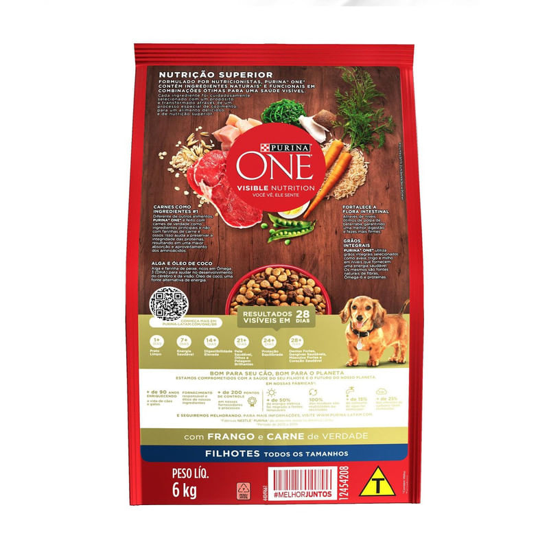 Alimento-para-Caes-Filhotes-Todos-os-Tamanhos-One-Visible-Nutrition-Purina-Pacote-6kg