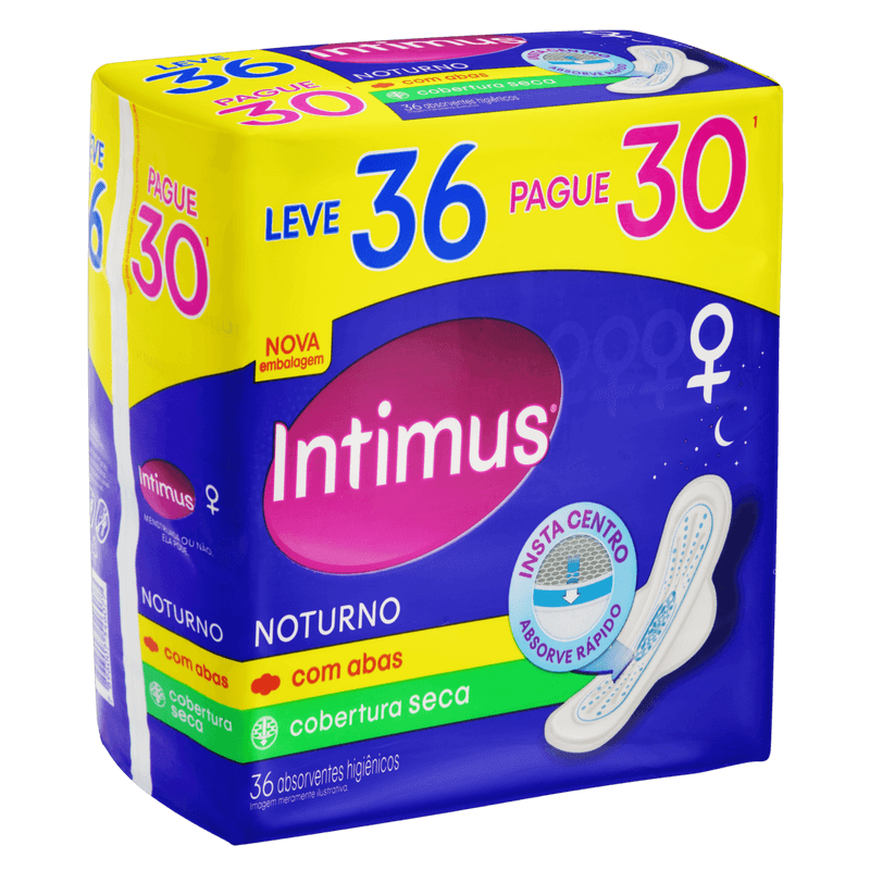 Absorvente-com-Abas-Seca-Intimus-Noturno-Pacote-Leve-36-Pague-30-Unidades