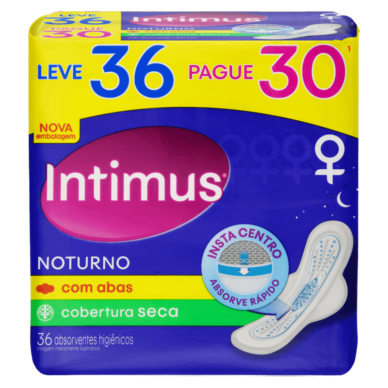 Absorvente-com-Abas-Seca-Intimus-Noturno-Pacote-Leve-36-Pague-30-Unidades