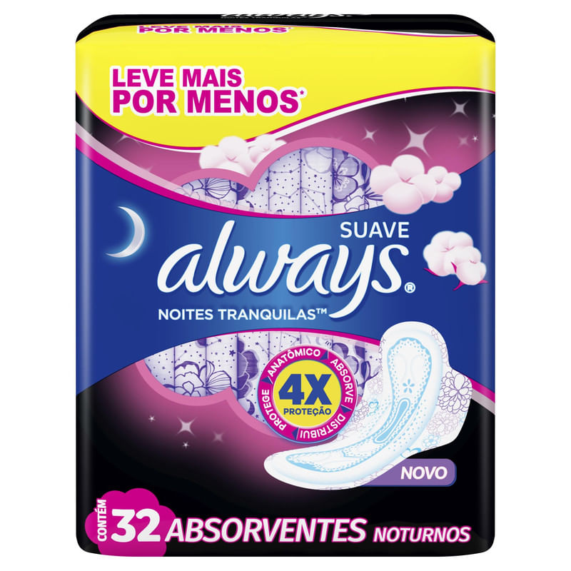 Absorvente-Always-Noturno---Noites-Tranquilas-Suave-com-abas-32-Unidades