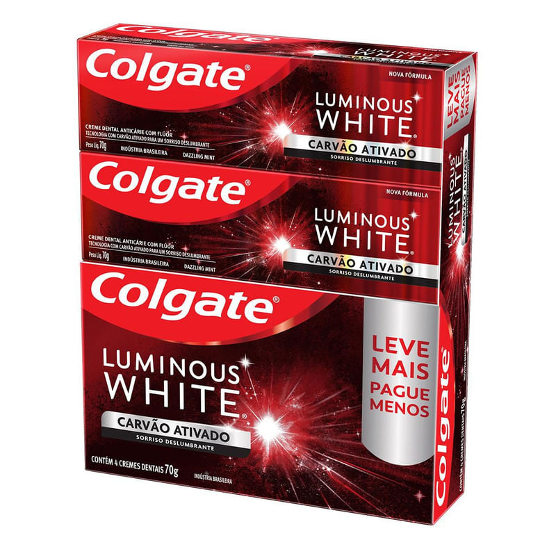 Creme-Dental-para-Clareamento-Colgate-Luminous-White-Carvao-Ativado-4-unid-70g