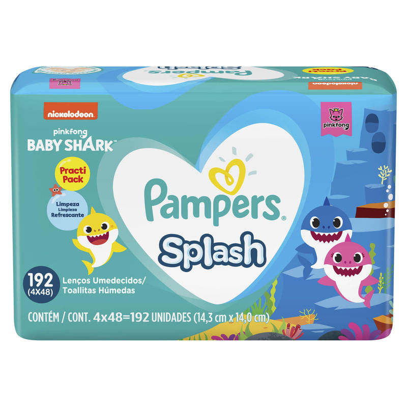 Lencos-Umedecidos-Pampers-Splashers-Baby-Shark-192-Unidades