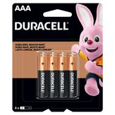 Pilha Alcalina Tamanho AAA Duracell Pacote 8 Unidades