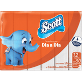 Guardanapos de Papel Folha Simples Tamanho P Scott Dia a Dia 12 Pacotes com 50 Folhas Cada