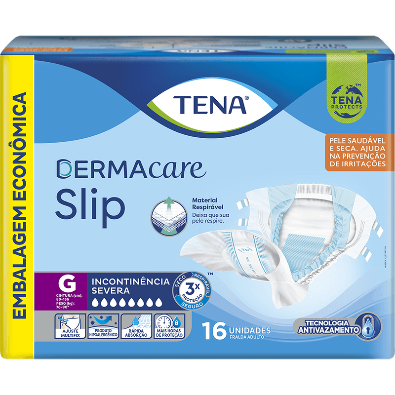 Fralda-Descartavel-Adulto-Dermacare-Slip-Tena-G-16-Unidades-Embalagem-Economica