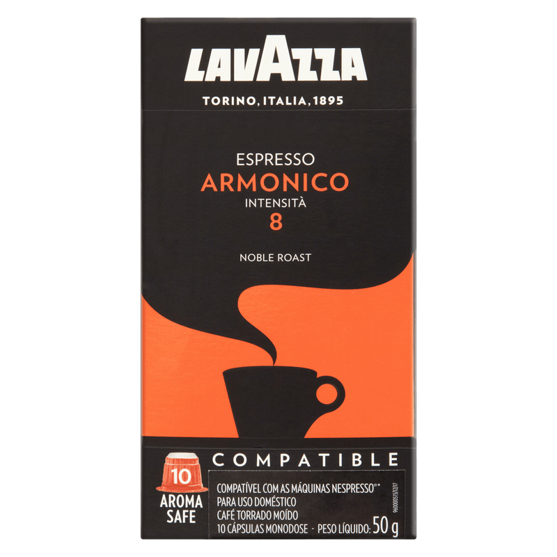 Cafe-em-Capsula-Espresso-Armonico-100--Arabica-Lavazza-Caixa-com-50g-de-10-Unidades