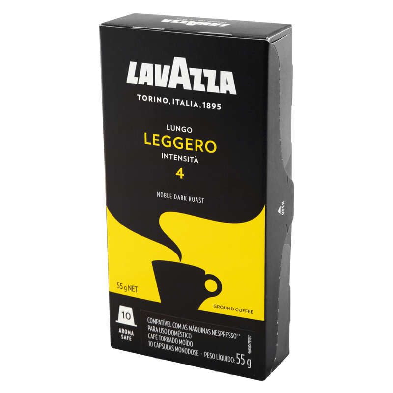 Cafe-em-Capsula-Torrado-e-Moido-Lungo-Leggero-100--Arabica-Lavazza-Caixa-55g-10-Unidades