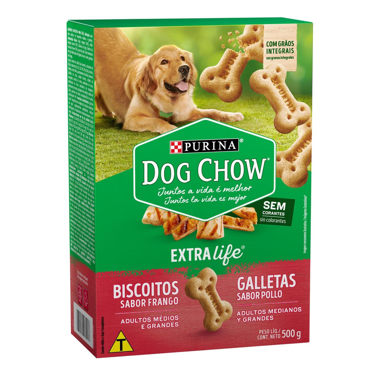Biscoito para Cães Adultos Médio e Grandes Frango Purina Dog Chow Caixa 500g
