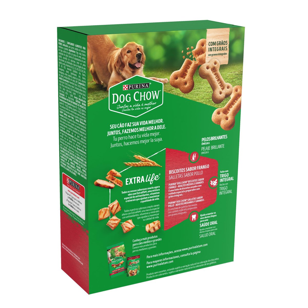 Biscoito para Cães Adultos Médio e Grandes Frango Purina Dog Chow Caixa 500g