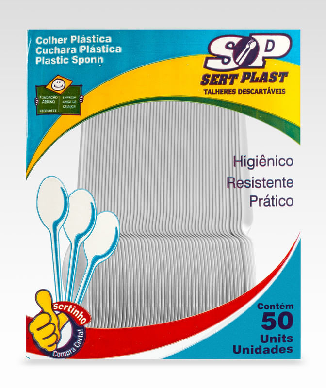 Colher-Plastica-Cristal-Refeicao-Sert-Plast-Pacote-com-50-Unidades