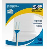 Garfo Plástico Cristal Sobremesa Sert Plast Pacote com 50 Unidades