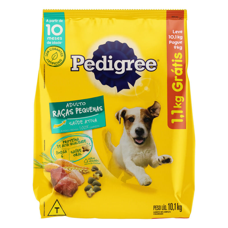 Racao-para-Caes-Adultos-de-Raca-Pequenas-Saude-Ativa-Pedigree-Pacote-101kg-Gratis-11kg