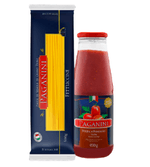 Kit-Macarrao-Fettuccine-Pacote-500g---Molho-de-Tomate-Paganini-Vidro--690g