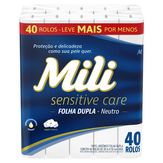Papel Higiênico Folha Dupla Sensitive Care Neutro Mili Pack com 40 Rolos de 30m Cada