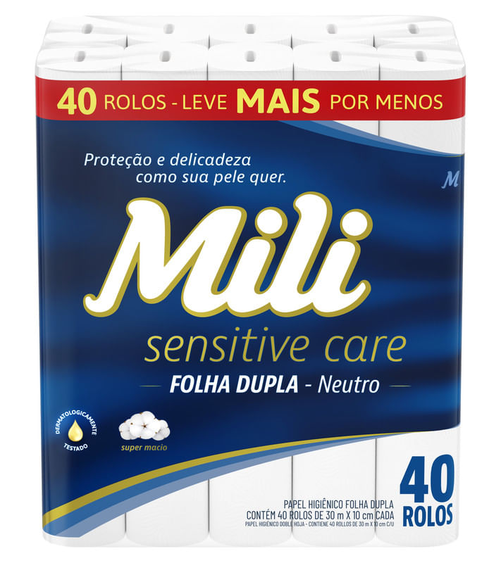 Papel-Higienico-Folha-Dupla-Sensitive-Care-Neutro-Mili-Pack-com-40-Rolos-de-30m-Cada