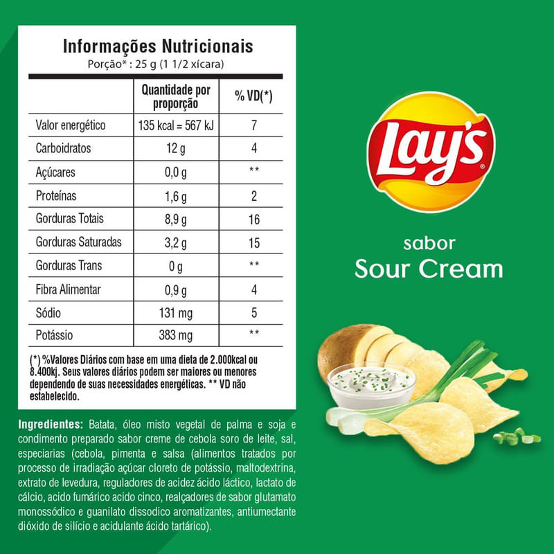 Batata-Frita-Lisa-Creme-De-Cebola-Lays-Pacote-135G