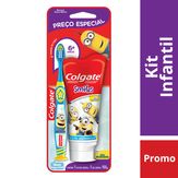 Escova Colgate + Gel Dental Infantil com Flúor Bubble Fruit Minions 200g Colgate Kit com 2 Unidades