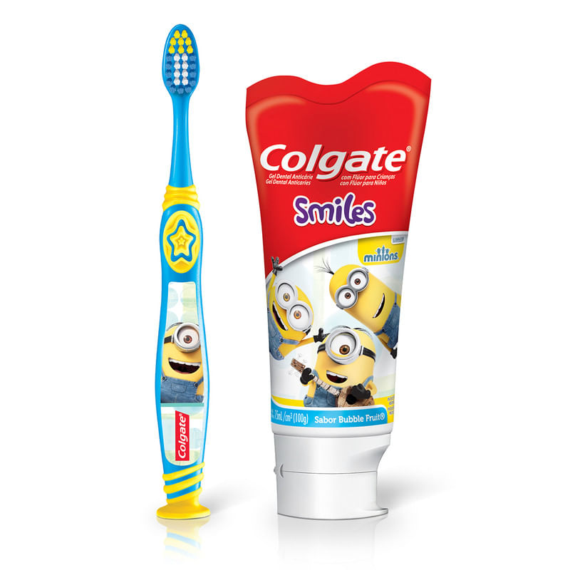 Escova-de-Dente---Creme-Dental-Infantil-Colgate-Smiles-2-unid-Escova-de-dente---Creme-Dental-Minions-100ml-com-Preco-Especial