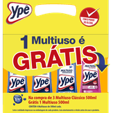 Kit Limpadore Multiuso Clássico + Limpador Multiuso com Alcóol Ypê Pacote com 4 Unidades de 500ml Cada