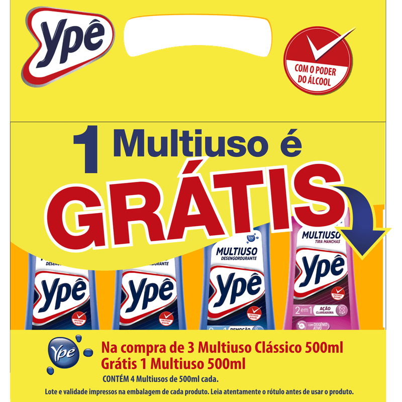 Kit-Limpadore-Multiuso-Classico---Limpador-Multiuso-com-Alcool-Ype-Pacote-com-4-Unidades-de-500ml-Cada