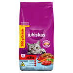 Racao-para-Gatos-Adultos-e-Castrados-1--Anos-Carne-Whiskas-Pacote-27kg-Gratis-300g