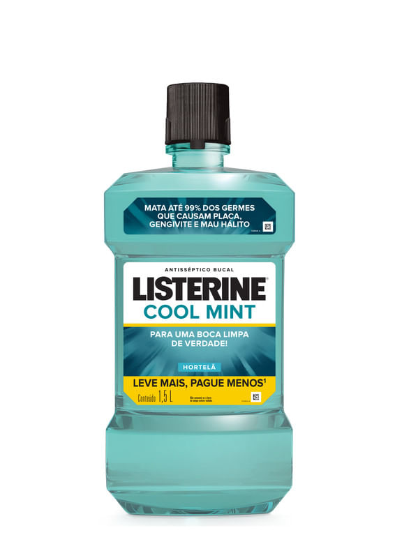 Enxaguante Bucal Hortelã Listerine Cool Mint Frasco Leve 1500ml Pague 750ml