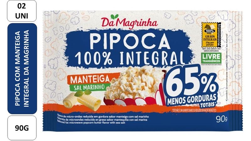 Pipoca-Manteiga-100--Integral-Da-Magrinha-Pack-2-Unidades-90g-Cada